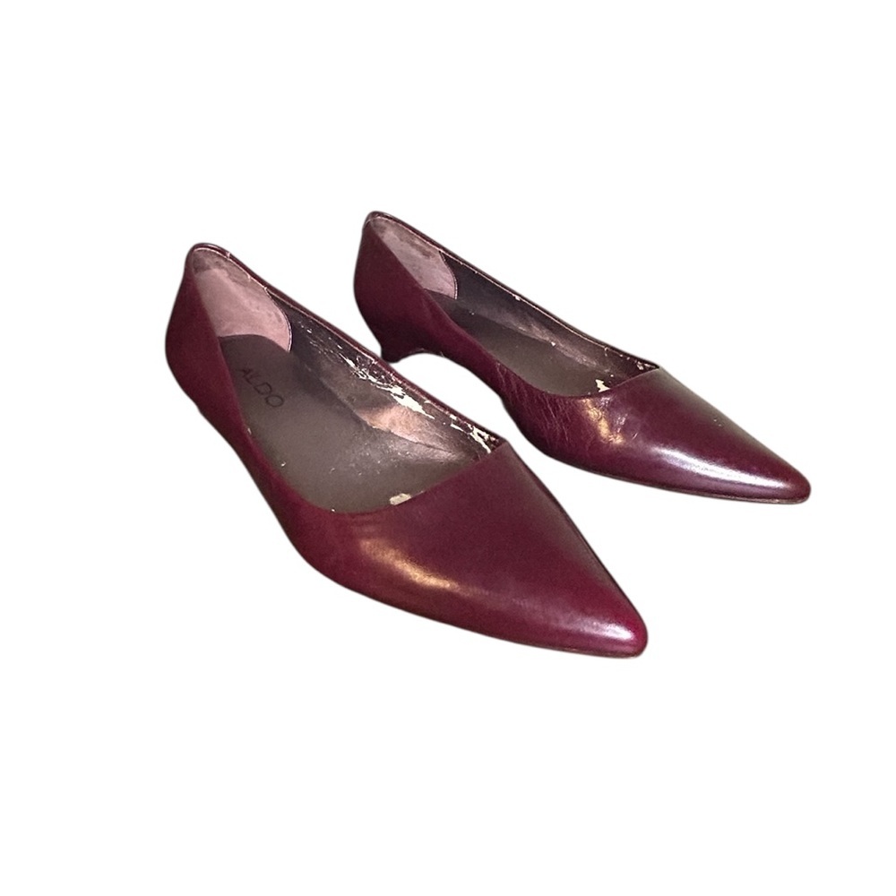 ALDO Leather Pointed Toe Flats Minimalist Slip On wine color Size 6